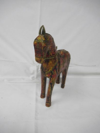 INDE Sculpture en bois polychrome, figurant...