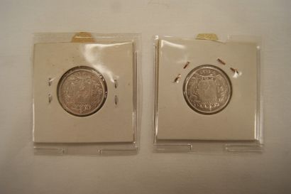 FRANCE Lot de 2 pièces de 1 franc en argent,...