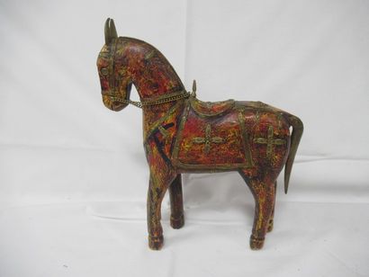 INDE Sculpture en bois polychrome, figurant...