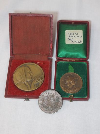 Lot de 3 médailles en bronze. XIXe et Xxe....