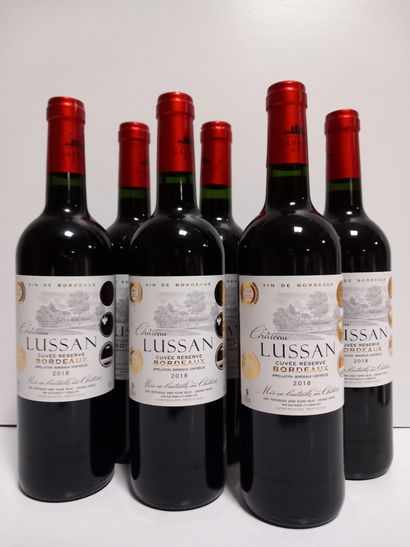6 bouteilles de Château Lussan 2018 Bordeaux...