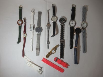 Lot de 11 montres (hommes et dames) en métal,...