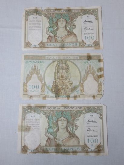 INDONESIE 3 billets de 100 francs. (très...