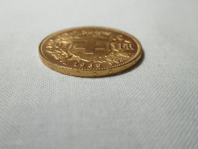 SUISSE Pièce de 20 francs en or, 1935. Poids...