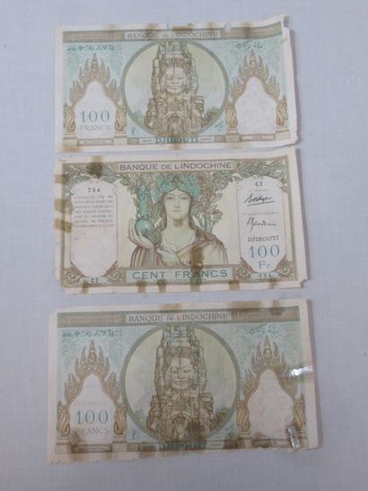 INDONESIE 3 billets de 100 francs. (très...