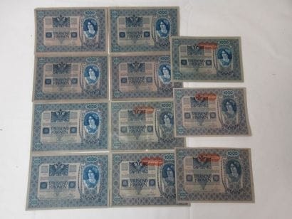 Autriche - Lot de 11 billets de 1000 couronnes,...