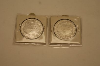 FRANCE Lot de 2 pièces de 5 francs en argent,...