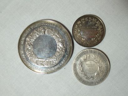 Lot de 3 médailles en argent. XVIIIe-Xxe....