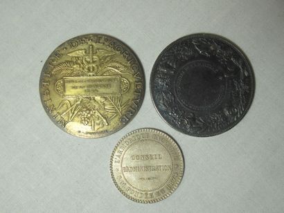 Lot de 3 médailles en argent. XIXe siècle....