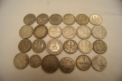 ALLEMAGNE Lot de pièces en argent. Xxe. Poids...