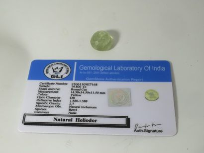 Héliodore, 14,8 carats. Avec son certficat...