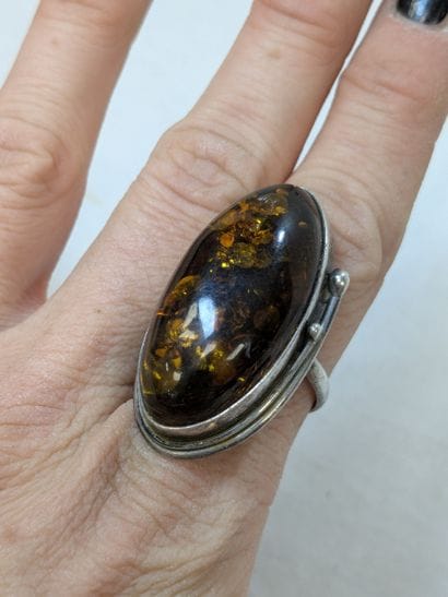 Set made of silver, glass, and resin, including...