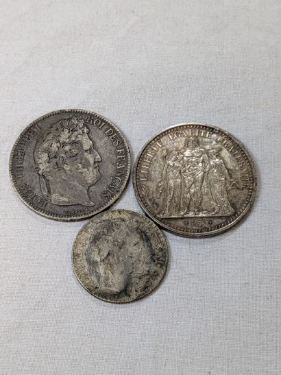 FRANCE Set of 3 silver coins: 1986 10-franc...