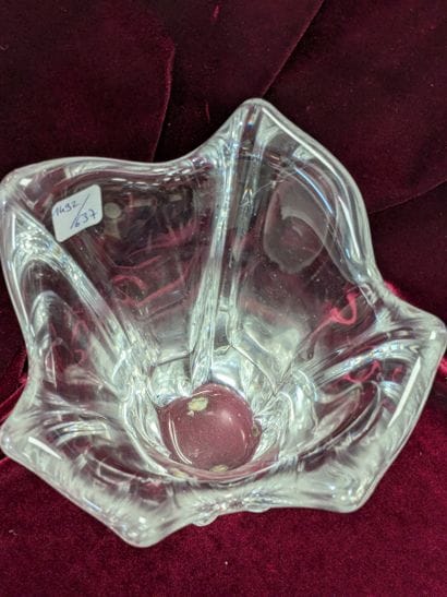 DAUM France. Crystal vase with a flared neck....