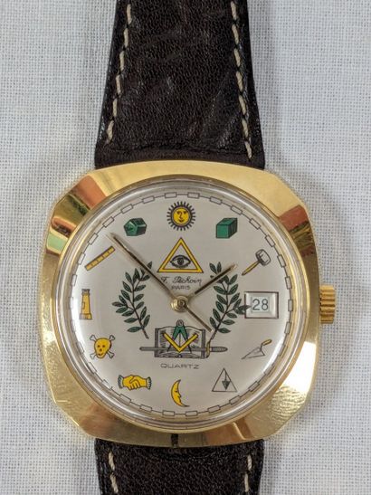 Franc maçonnerie, montre bracelet avec boitier...