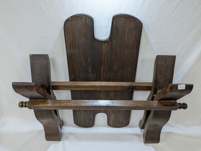 MOROCCO. Folding stool made of natural wood,...