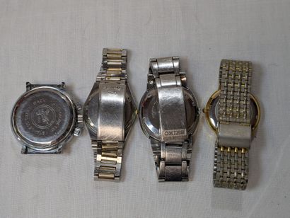 Lot de 4 montres-bracelets dont SEIKO Diamatic....