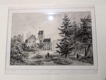 Lot de trois gravures comprenant deux vues...