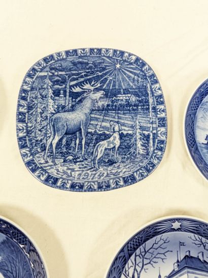 ROYAL COPENHAGEN. Set of 4 white and blue...