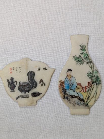 CHINE. Lot comprenant deux peintures sur...