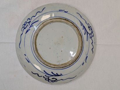 JAPAN White and blue porcelain plate with...