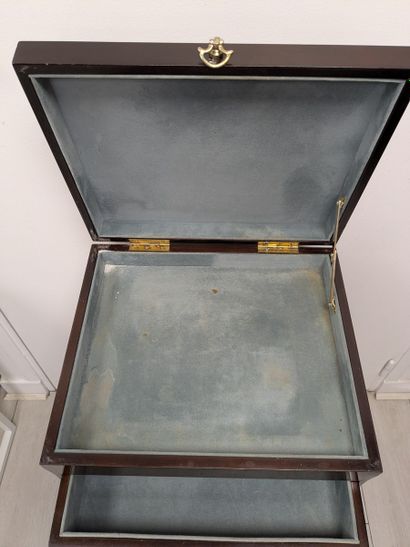 Small, varnished wooden kitchen cabinet consisting...