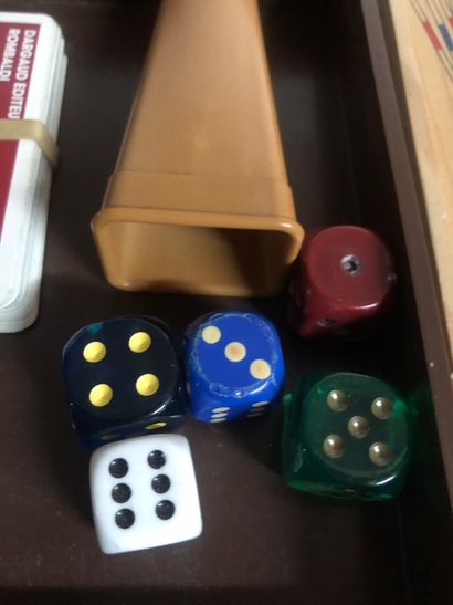 A game set including card games, a Mikado...