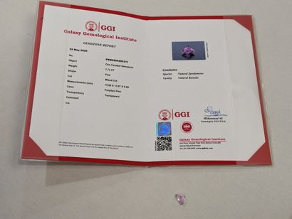 Kunzite, 7,74 carats. Avec son certificat...
