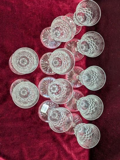 BACCARAT. Set of 11 crystal liqueur glasses....