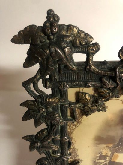Bronze tabletop photo frame with rich decorative...
