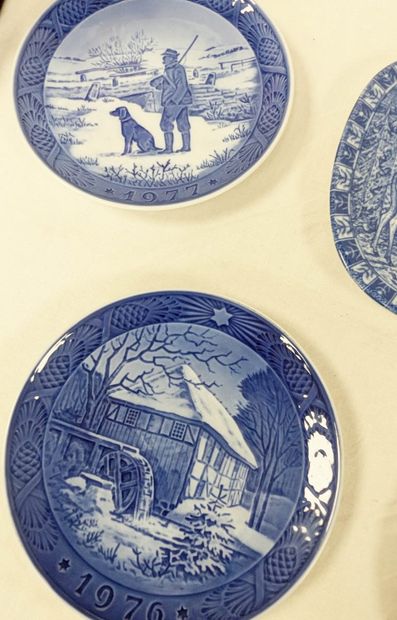 ROYAL COPENHAGEN. Set of 4 white and blue...