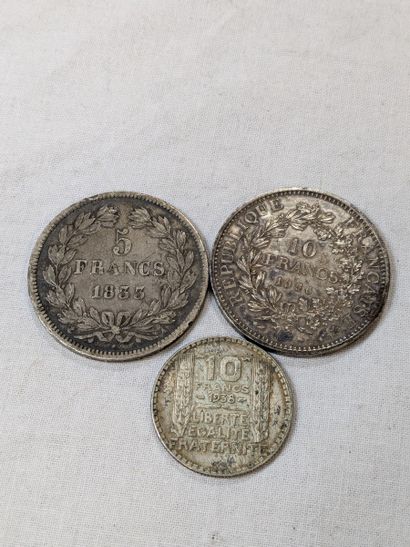 FRANCE Set of 3 silver coins: 1986 10-franc...