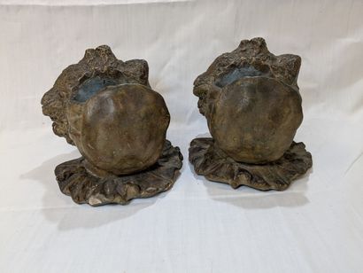 Paire de vide-poches en plâtre (? terre cuite...