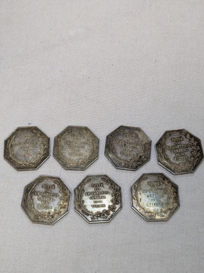 Set of 7 tokens, Loudun District Counter....