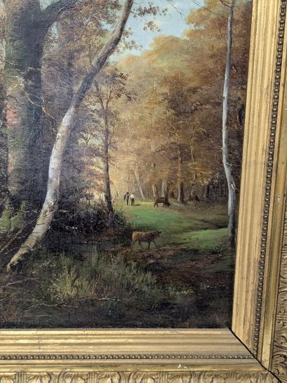 ECOLE MODERNE. Paysage de forêt animé, sbg....