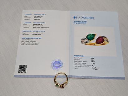 Bague en vermeil, sertie d'un rubis (traitée,...