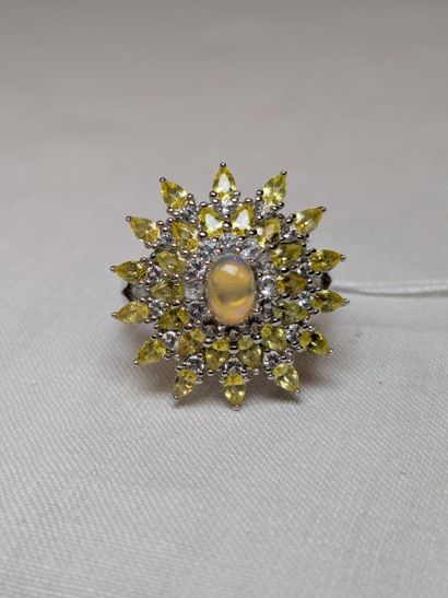 Bague en argent, sertie d'une opale (0,8...