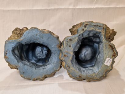 Paire de vide-poches en plâtre (? terre cuite...