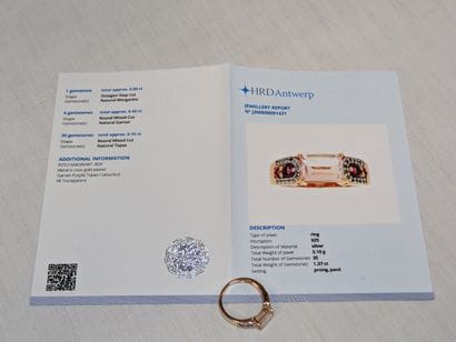 Bague en vermeil, sertie d'une morganite,...