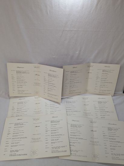 Ensemble de 6 menus du paquebot le France....