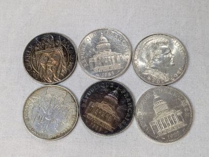 FRANCE Set of 6 100-franc coins, 20th century....