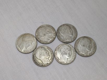 Set of 6 10-franc Turin silver coins (1929-30-31-32-33-34)....