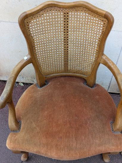 Paire de fauteuils en bois avec assise garnie...