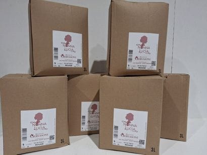 6 cubis de 3 litres de vin rouge, Maison...
