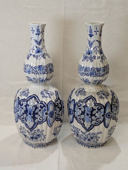 DELFT. Pair of white and blue earthenware...