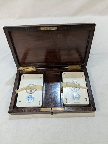 Veneered wooden card game box, 