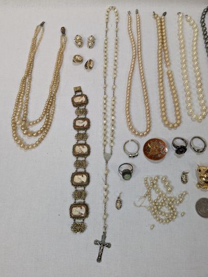 Set of metal, stone, resin, and glass jewelry,...