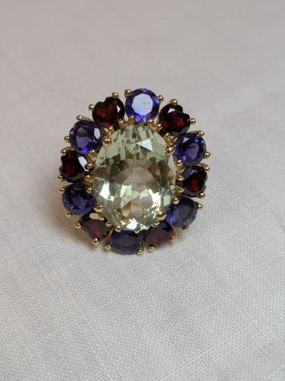Bague en vermeil, sertie d'une prasiolite...
