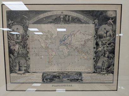 Lot de 4 cartes gravées, figurant des départements...