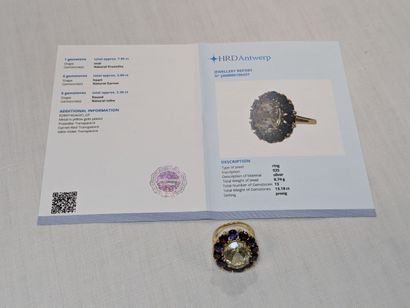 Bague en vermeil, sertie d'une prasiolite...